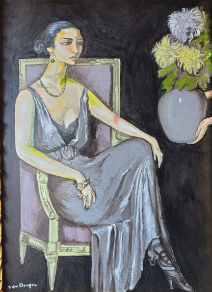 art-decoration-tableau-peinture-huile-toile-moderne-portrait-feminin-femme-personnage-d'aprés KEES VAN DONGEN