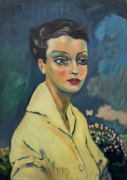 art-decoration-tableau-peinture-huile-toile-moderne-portrait-feminin-femme-personnage-elegante-d'aprés KEES VAN DONGEN