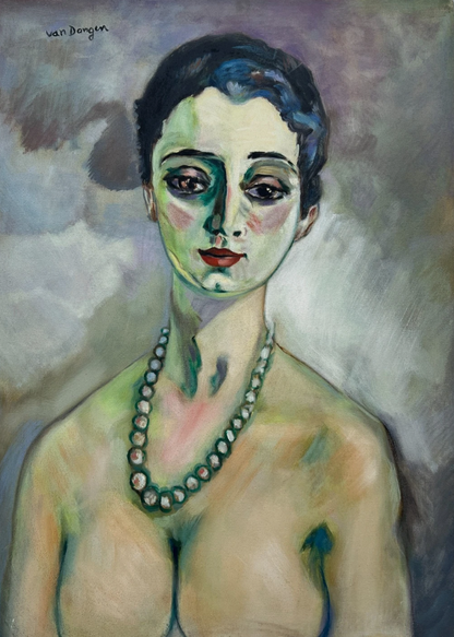 art-decoration-tableau-peinture-huile-toile-moderne-portrait-feminin-femme-personnage-nue-d'aprés KEES VAN DONGEN