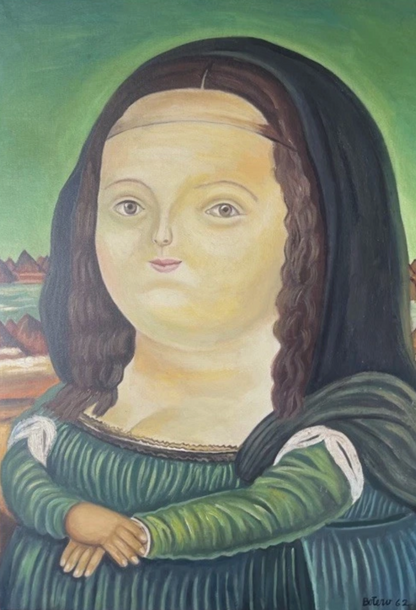 art-decoration-tableau-peinture-huile-toile-portrait-mona lisa-d'après Botero