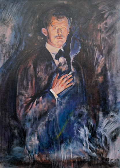 art-moderne-autoportrait-inspirée de munch-peinture-huile-toile