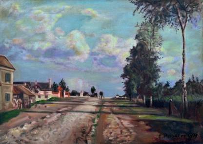 art-decoration-tableau-peinture-huile-toile- d'apres Camille Pissarro Une route à la campagne