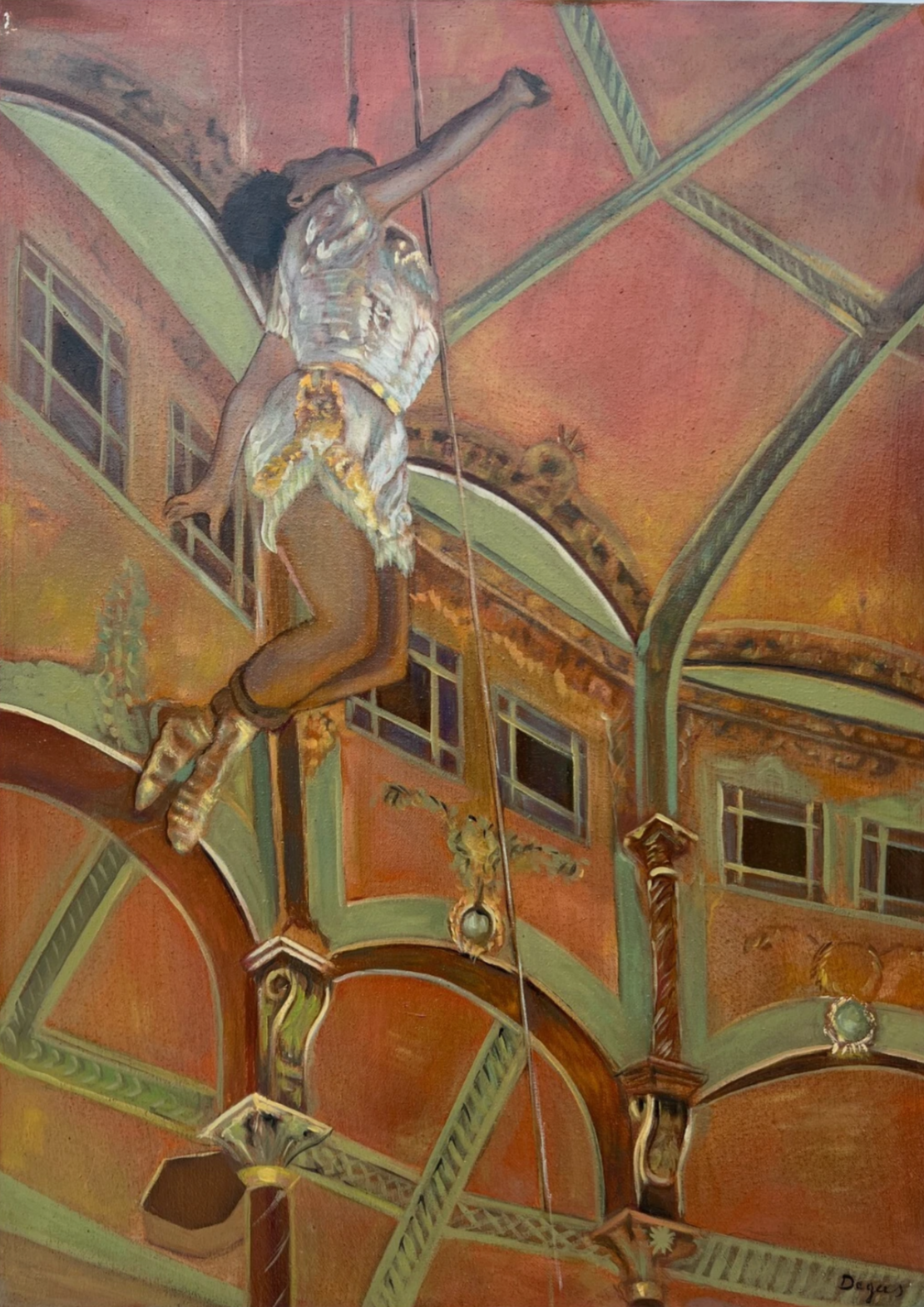 art-decoration-tableau-peinture-huile-toile-scene-cirque-d'après Degas