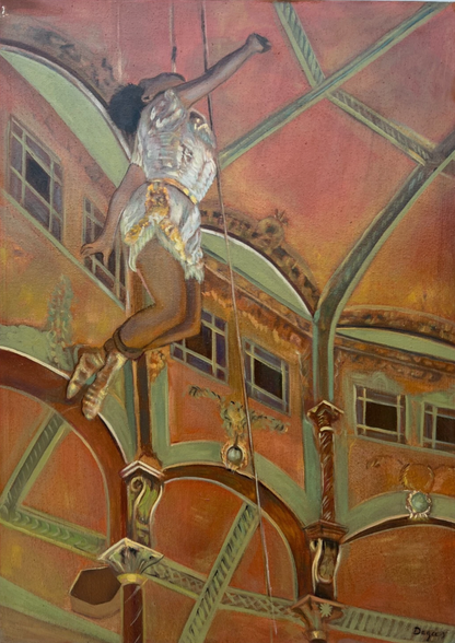 art-decoration-tableau-peinture-huile-toile-scene-cirque-d'après Degas