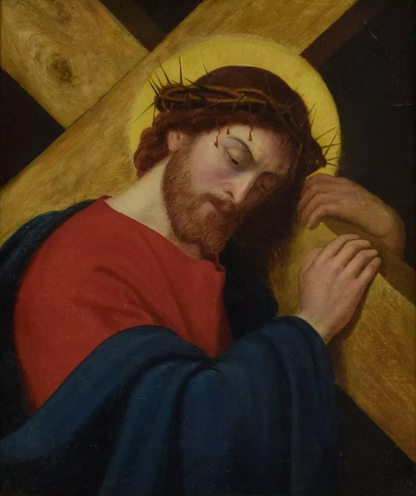 17ème siècle Peinture à l'huile: Jésus Couronné d'Épines