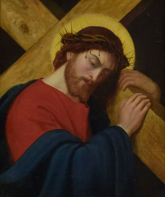 17ème siècle Ancienne peinture à l'huile Jésus dans la couronne d'épines 67x59 cm