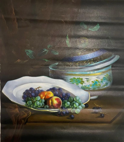 Peinture à l'huile peinte à la main sur toile - Bol de fruits de nature morte-50x60cm-24"x20"