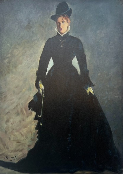 art-decoration-tableau-peinture-huile-toile-portrait-feminin-femme-dame-parisienne-d'apres Manet
