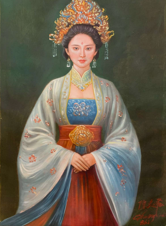 Portrait-traditionel-Peinture à l'huile sur toile "Beauté classique" peinte à la main chinoise par Chen Yifei