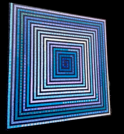 art-decoration-tableau-peinture-huile-toile-abstrait-labyrinthe-camieu-bleus-blanc