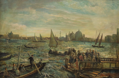 art-decoration-tableau-peinture-huile-toile-paysage-marin-Venise