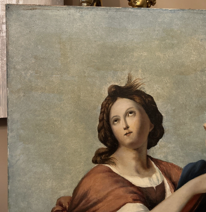 Peinture Ancienne Représentant Une Femme À La Lyre, XIX Eme, Huile Sur Toile