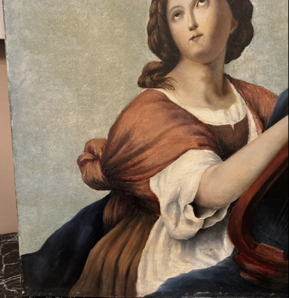 Peinture Ancienne Représentant Une Femme À La Lyre, XIX Eme, Huile Sur Toile