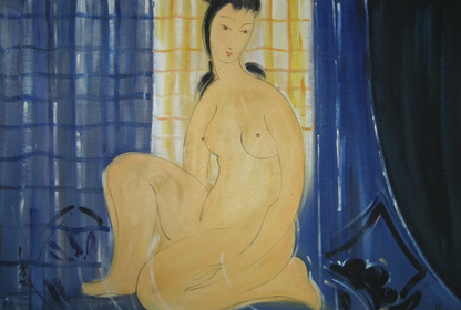 peinture à l'huile chinoise 100 % peinte à la main femme beauté chinoise nue par Lin Fengmian