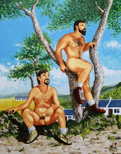 art-decoration-tableau-peinture-huile-toile-portrait male-homme-nu-Beau Regard