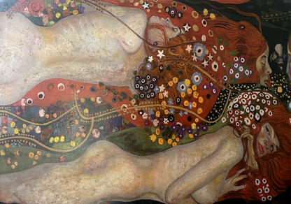 art-decoration-tableau-peinture-huile-toile-portrait-feminin-femme-nues-à la manière de Klimt