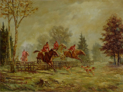 Willy P. Ahrweiler (1905-1987) ARTPRICE, « La chasse », huile, signée, 80 x 60 cm