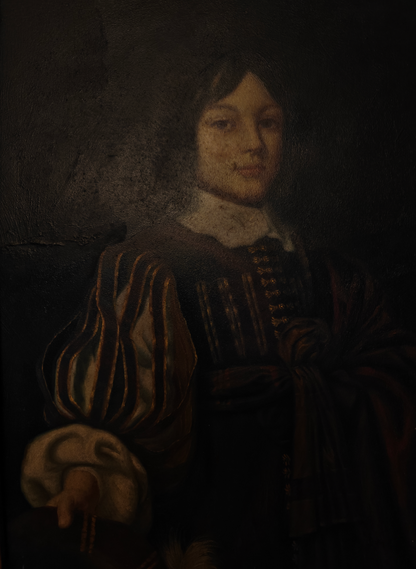 portrait jeune homme noble huile sur bois non signée