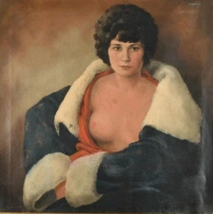 Superbe portrait Tableau Ancien Huile Huile Sur Toile Nu Femme