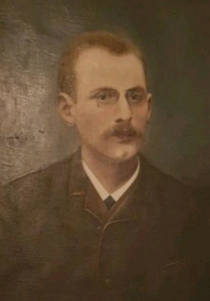 Portrait homme lunettes Belle peinture à l'huile sur toile antique vers 1890