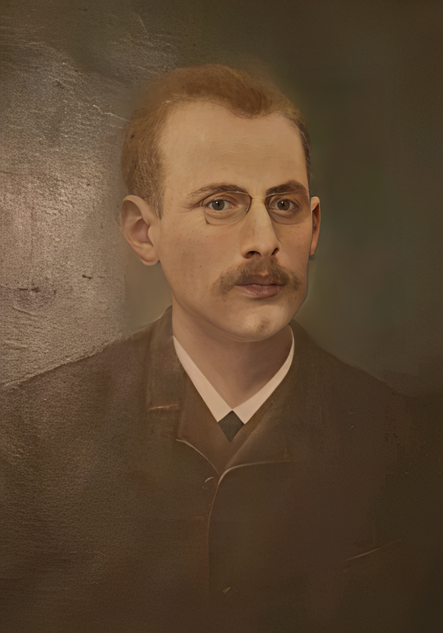Portrait homme lunettes Belle peinture à l'huile sur toile antique vers 1890