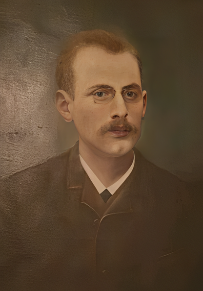 Portrait homme lunettes Belle peinture à l'huile sur toile antique vers 1890