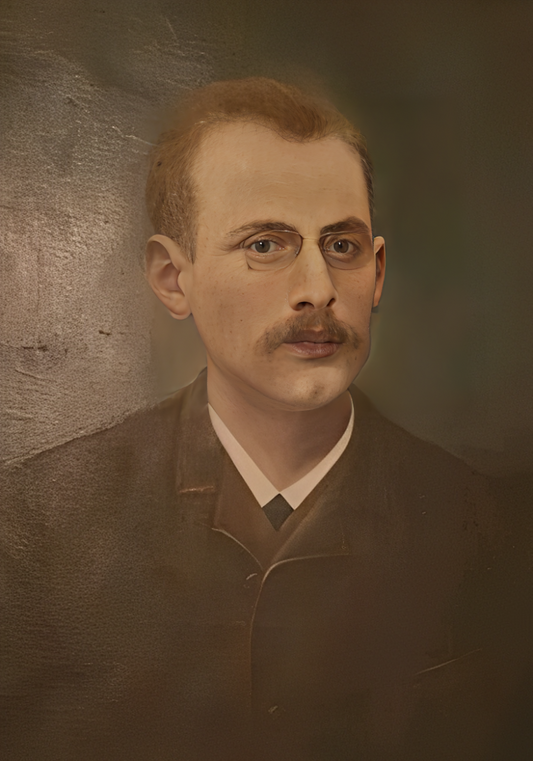 Portrait homme lunettes Belle peinture à l'huile sur toile antique vers 1890