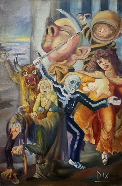 art-decoration-tableau-peinture-huile-toile-scene-personnages-mort-d'après Otto Dix