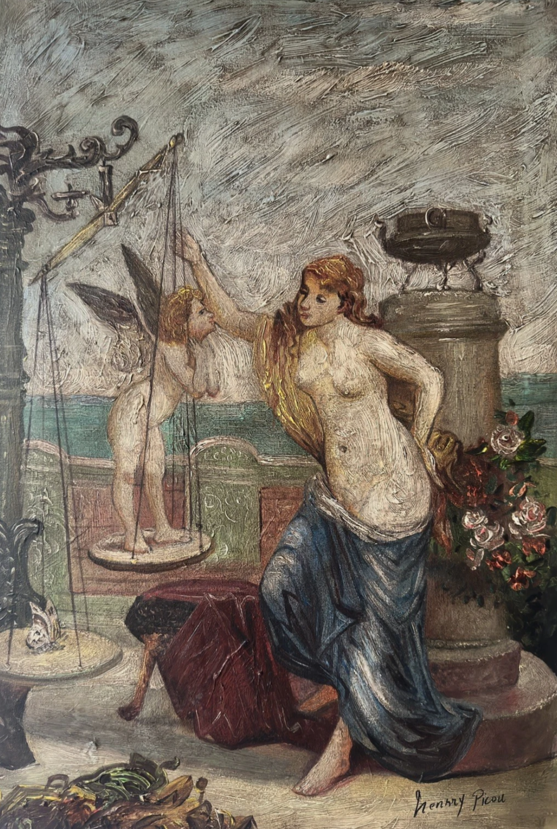 scene mythologique amour cupidon d'apres Henrry Picou