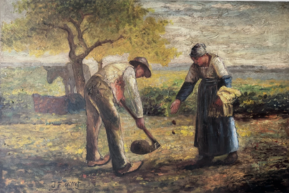 art-scène-vie-paysan-campagne-semaille-peinture-huile-toile d'après Millet