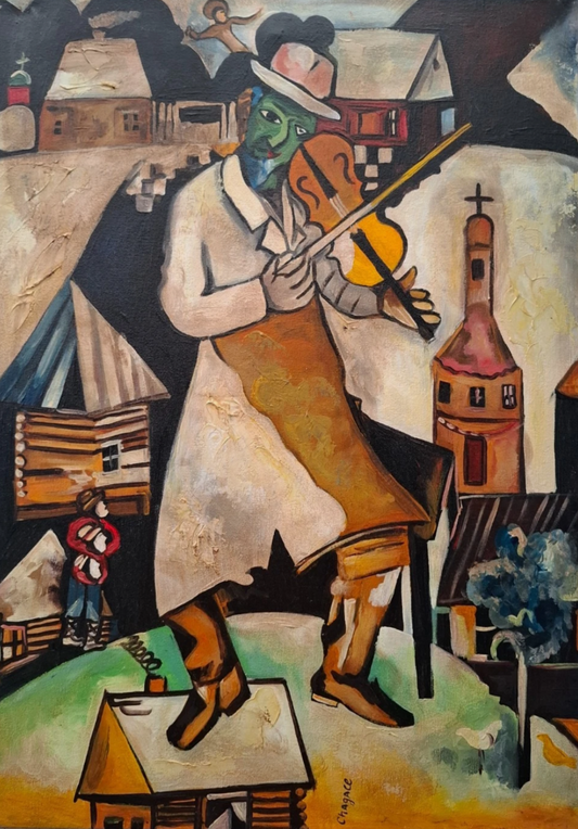 violon sur le toit tableau peinture huile sur toile d'après Chagall