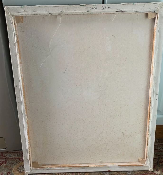 art erotique peinture huile sur toile femme nue sur chaise devant la fenetre