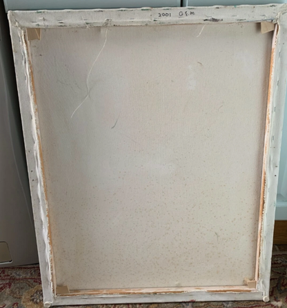 art erotique peinture huile sur toile femme nue sur chaise devant la fenetre