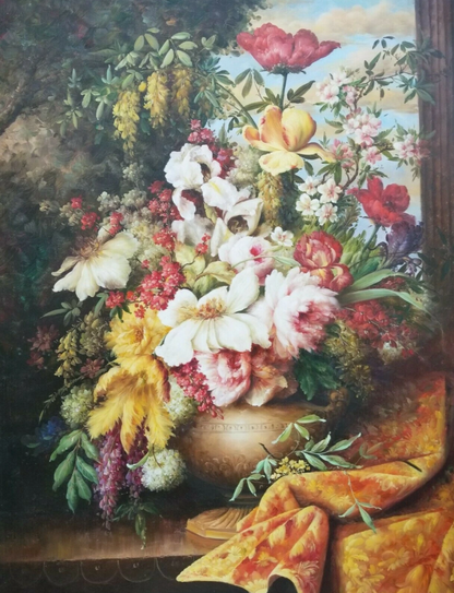 Master Quality Hand Painted Oil on Canvas 36x48" Floral Still Life