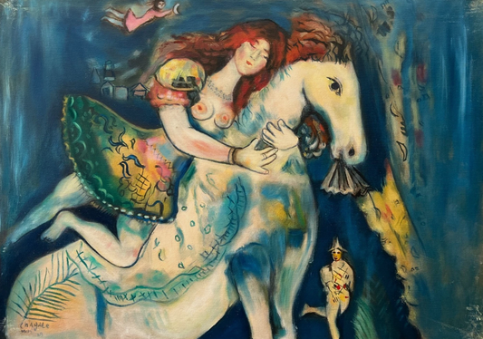 art-decoration-tableau-peinture-huile-toile-scene-personnages-femme-d'après chagall