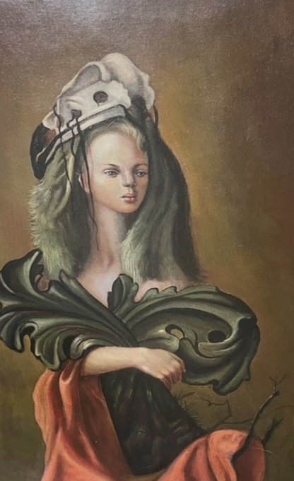 art surréaliste peinture huile sur toile portrait dame d'après L.Fini