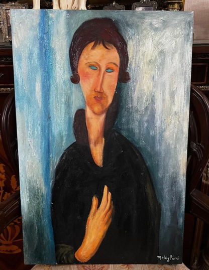 art-moderne-portrait-feminin-femme-lady-peinture-huile-toile