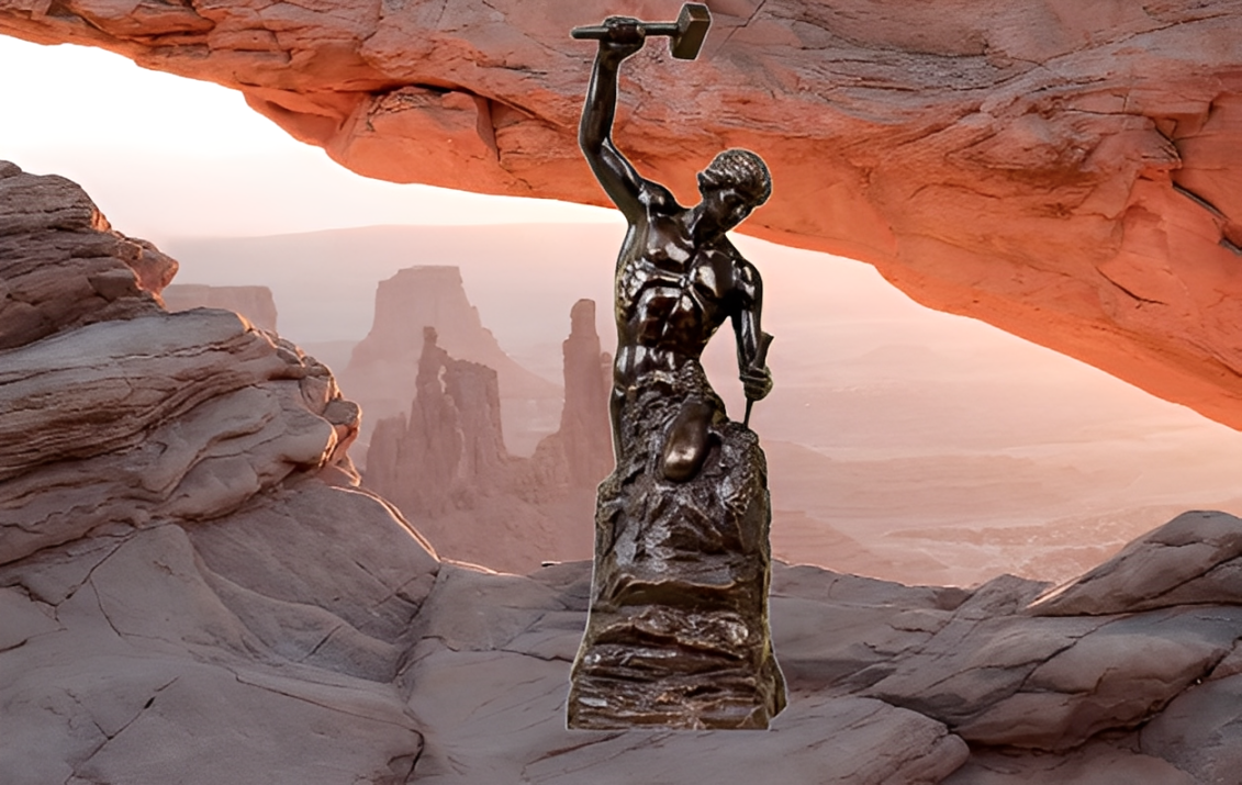 bronze homme tailleur de pierre fonte chaude