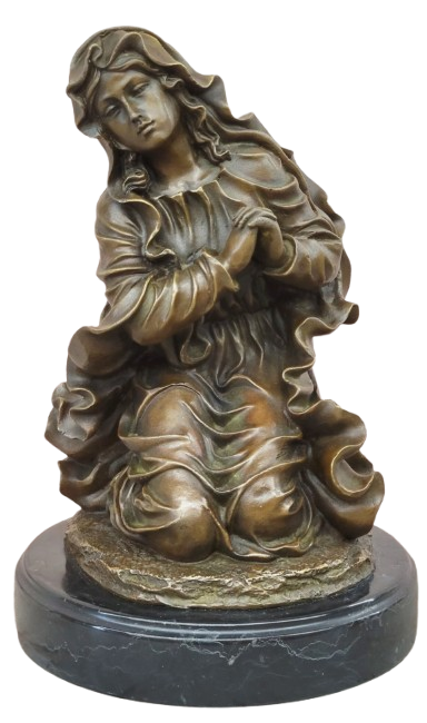 Priante Madonna Bronze Sculpture Canova Religieux Vierge Marie Statue