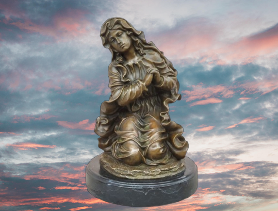 Priante Madonna Bronze Sculpture Canova Religieux Vierge Marie Statue