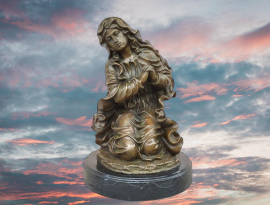 Priante Madonna Bronze Sculpture Canova Religieux Vierge Marie Statue