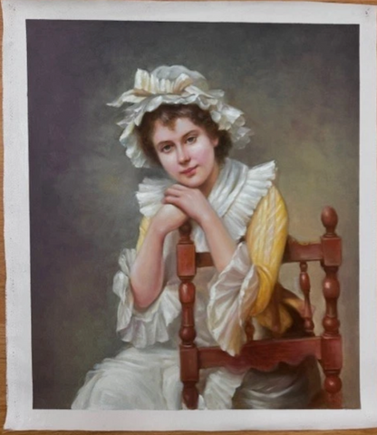 portrait jeune fille tableau peinture huile sur toile