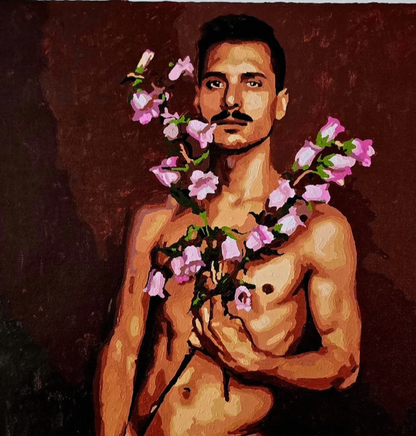 ENTWINDED art-érotique-gay-peinture-huile sur toile-originale-homme-nu-intégrale (Copie)