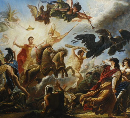 reproduction peinte à la main  de la  bataille allégorique d'Austerlitz