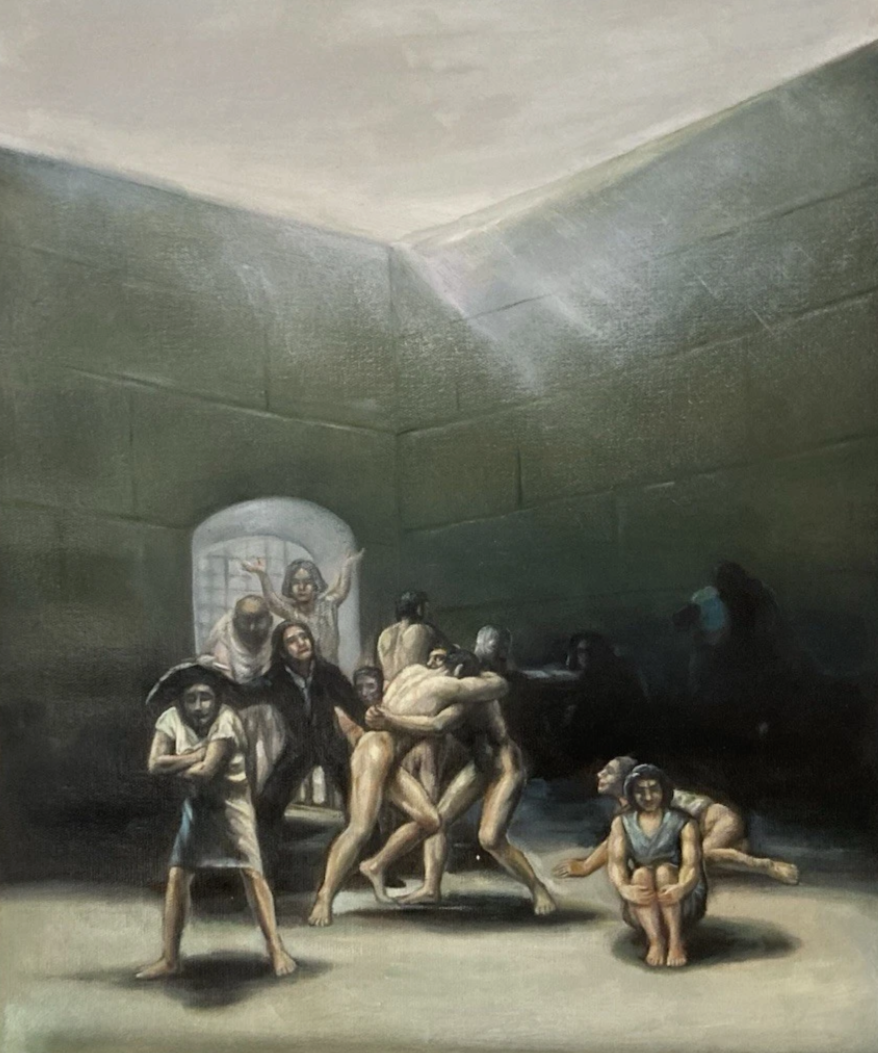 peinte à la main « Cour des fous » d'après Francisco Goya