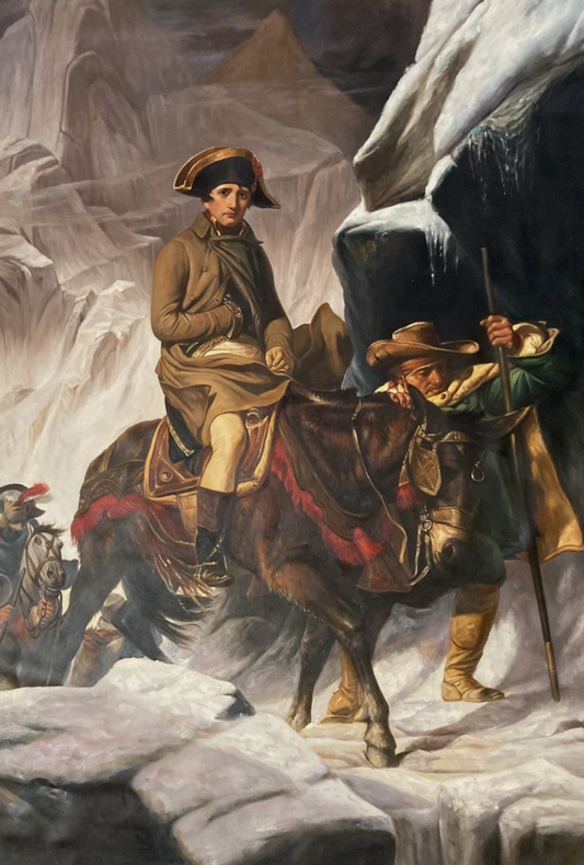 toile peinte à la main "Bonaparte traversant les Alpes" d'après Paul Delaroche