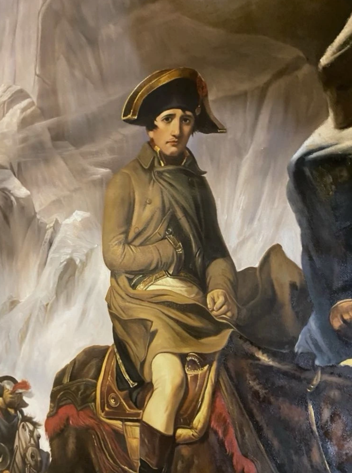 toile peinte à la main "Bonaparte traversant les Alpes" d'après Paul Delaroche