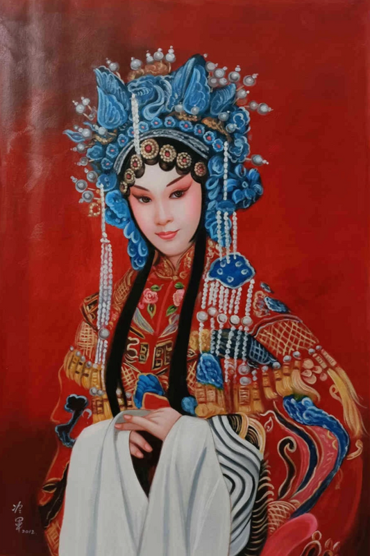 Portrait-traditionel-Peinture à l'huile sur toile "Beauté classique" peinte à la main chinoise par Chen Yifei