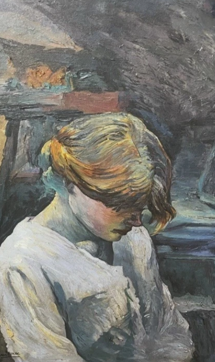 portrait femme blonde d'après Lautrec tableau peinture huile sur toile signée -kikooyou art gallery