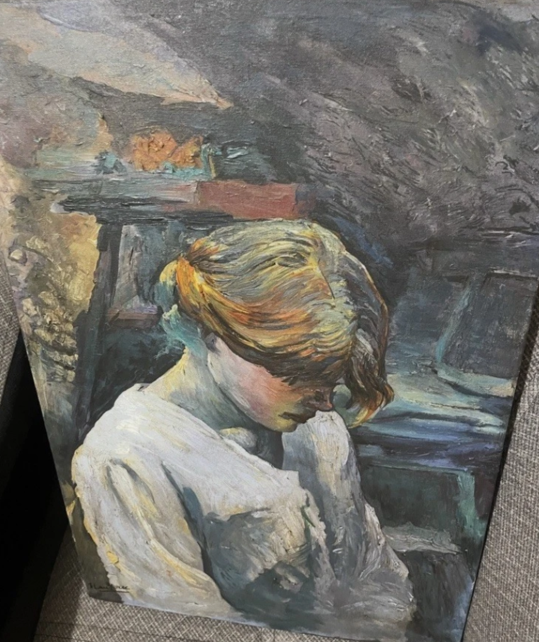 portrait femme blonde d'après Lautrec tableau peinture huile sur toile signée -kikooyou art gallery